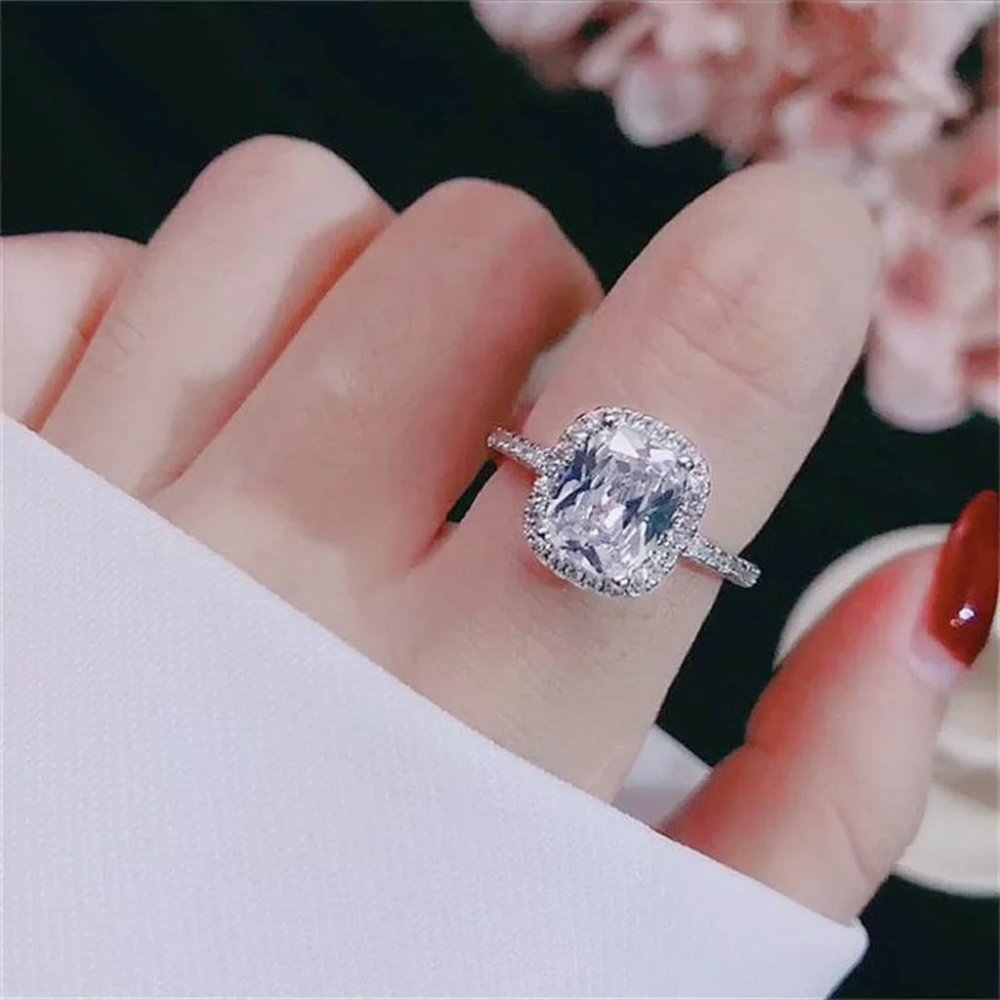New 925 Sterling Silver Diamond Princess Cut Ring - Picture 2 of 2
